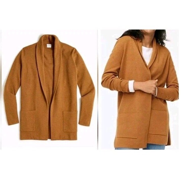 NWT J. Crew Chelsea Open Shawl Cardigan Sweater Camel Brown Rust Size S - Picture 1 of 4